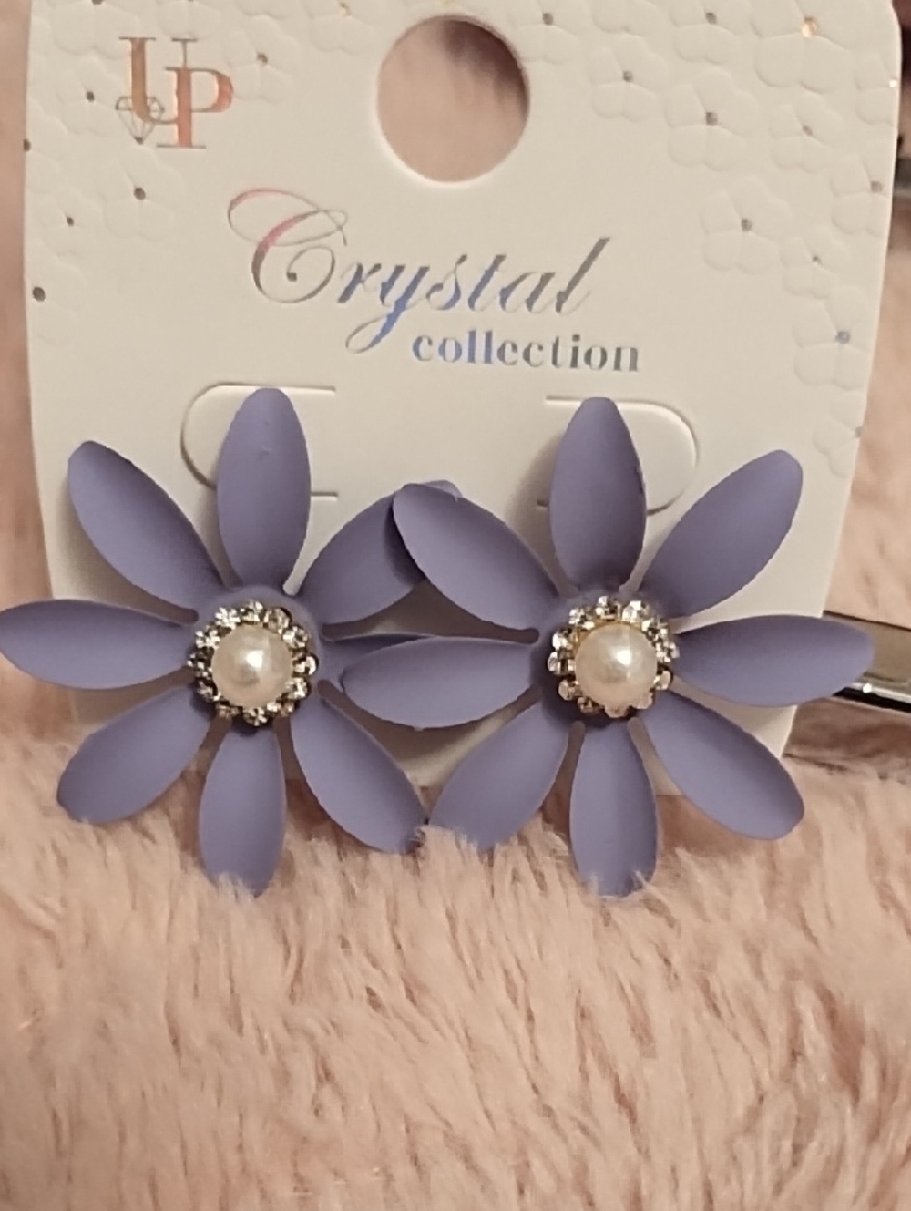 UP Crystal Collection Lavender Flower Pearl & CZ Accented Earrings